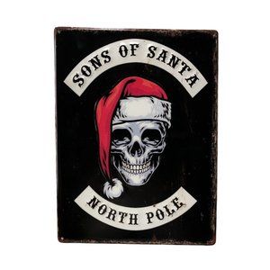 Sons of Santa North Pole Metal Sign Measures 15.75 x 12 Inches